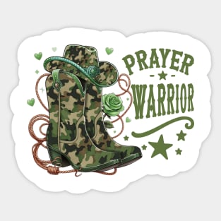 Camo Cowboy Boots Prayer Warrior Faith God Jesus Christian Women Sticker